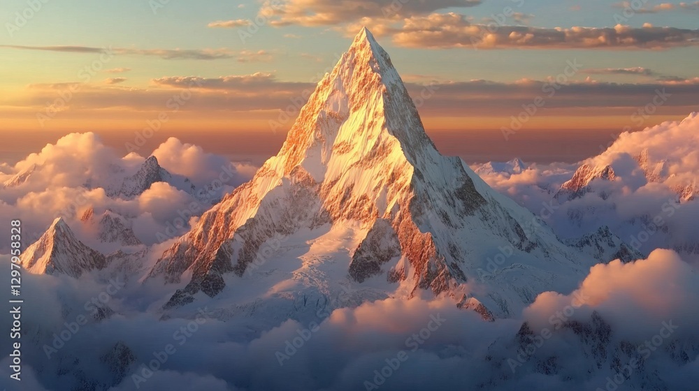 Fototapeta premium Majestic Mountain Landscape at Dawn with Soft Light