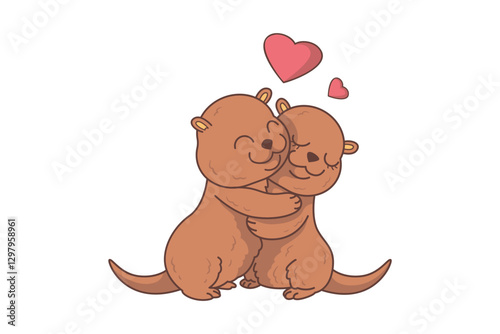 Hugging Ferret Character Illustration