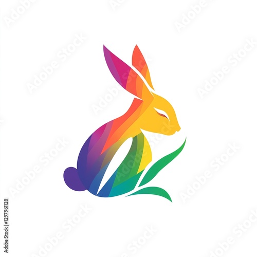 Vibrant Rainbow Rabbit Logo Design: A Colorful, Playful, and Captivating Symbol of Nature's Joy photo