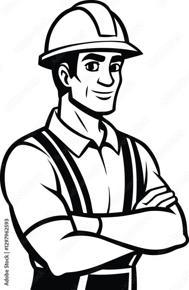 Construction Worker Silhouette Builder Holding Hammer. Construction Worker Silhouette Builder Holding Hammer.