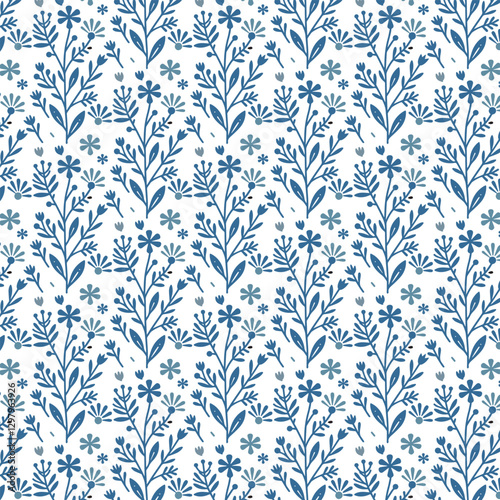 decorative seamless blue floral pattern with artistic floral arrangements for stylish home decor and textile products

