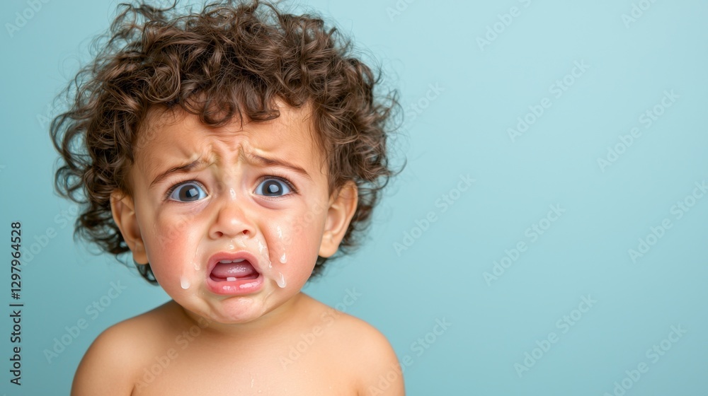 Crying child expressing sadness indoor setting emotional portrait soft colors close-up view childhood struggles Crying child expressing sadness indoor setting emotional portrait soft colors close-up view childhood struggles