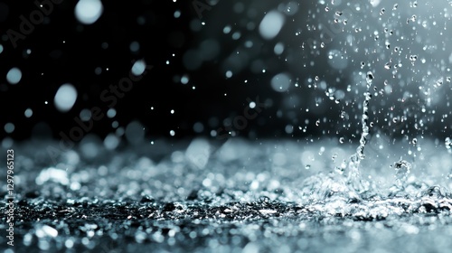 Wallpaper Mural Raindrops Create Ripples on Dark Surface in Wet Environment Torontodigital.ca