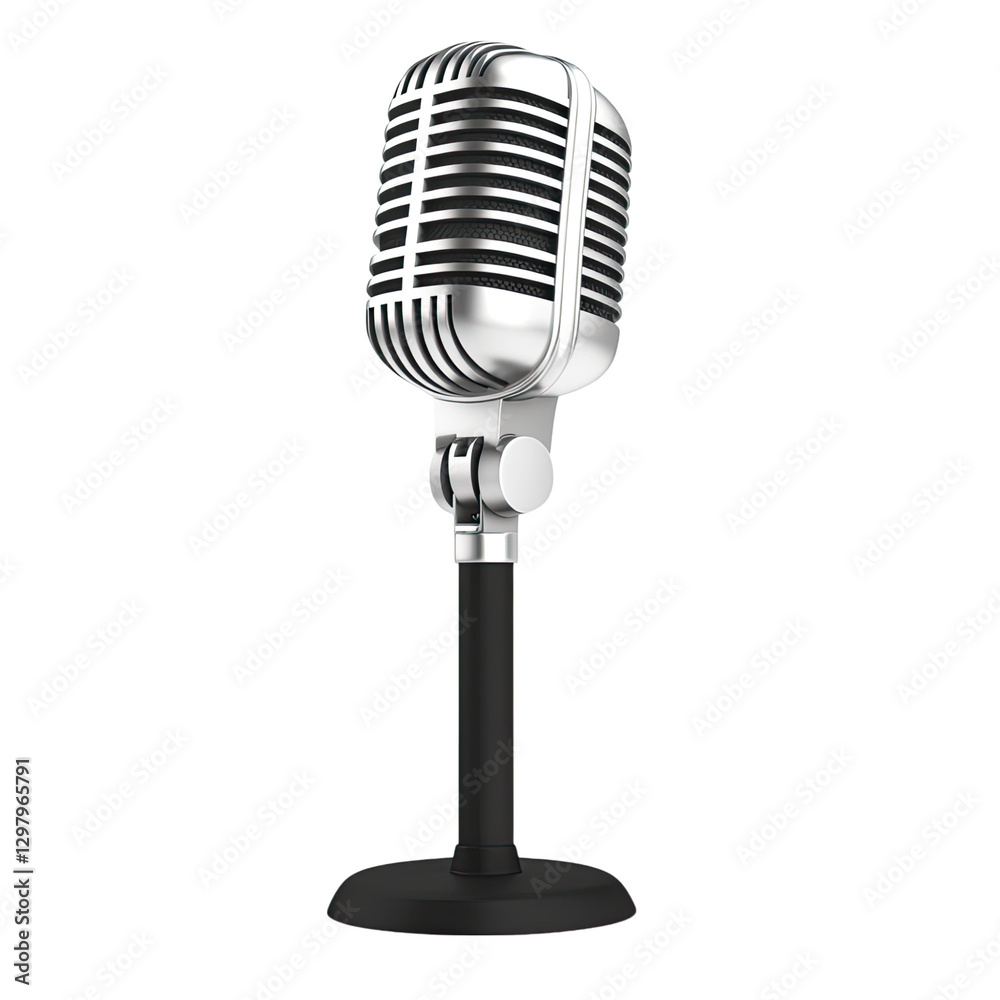 Fototapeta premium 3D Microphone transparent on a white background