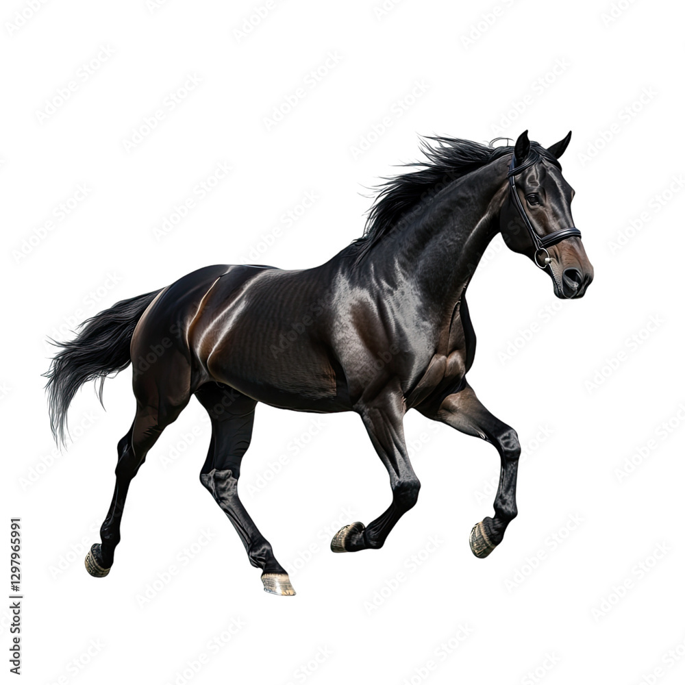 A beautiful horse running on a transparent background A beautiful horse running on a transparent background