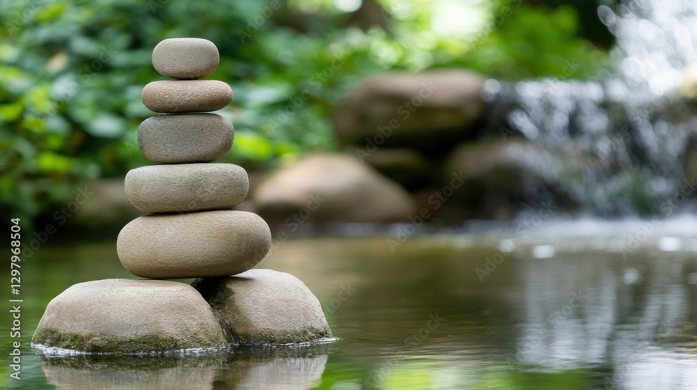 Serene Mountain Garden with Peaceful Water Features Serene Mountain Garden with Peaceful Water Features