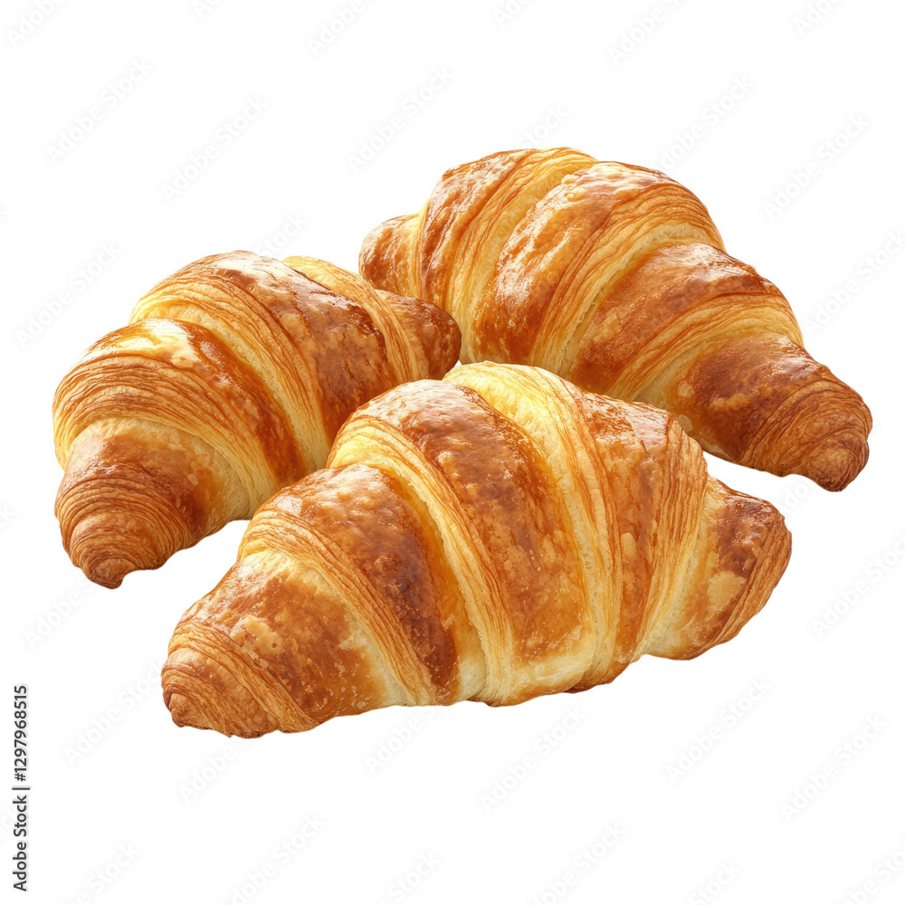 A croissant, cut in half, isolated on a transparent background. A croissant, cut in half, isolated on a transparent background.