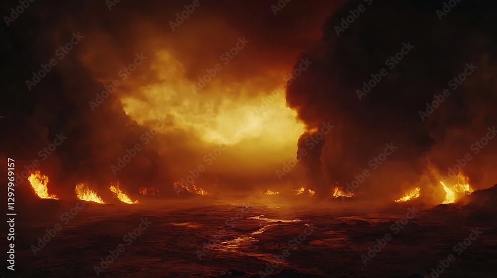 Obraz premium Intense flames engulfing land wallpapers