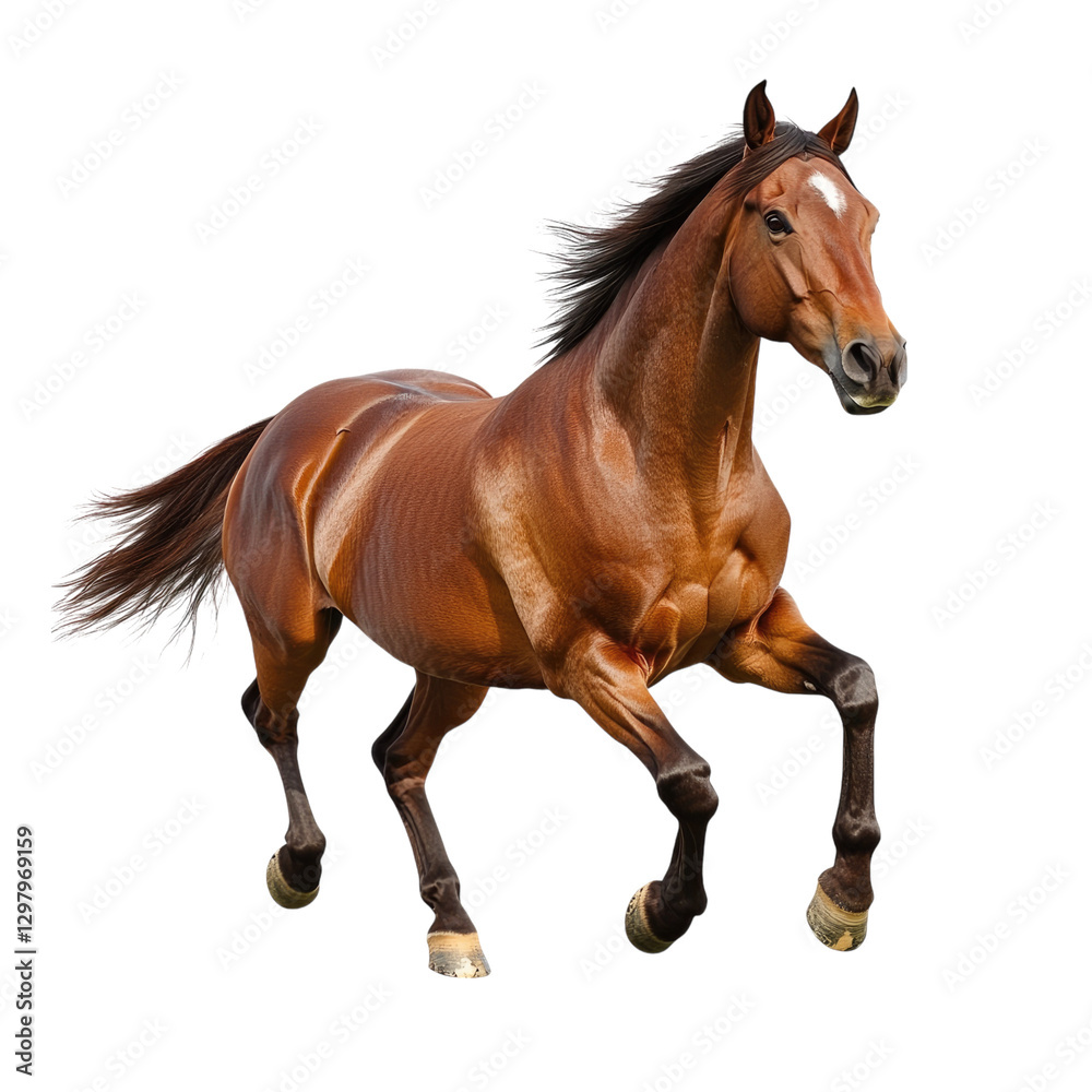 A beautiful horse running on a transparent background A beautiful horse running on a transparent background