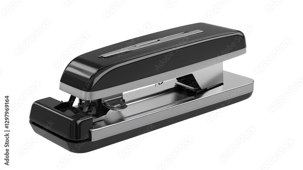 Streamlined Stapler: A modern, sleek stapler rendered in sharp detail, showcasing its ergonomic design and metallic accents Streamlined Stapler: A modern, sleek stapler rendered in sharp detail, showcasing its ergonomic design and metallic accents