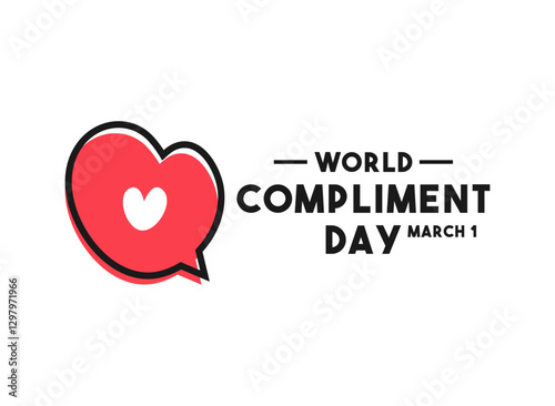 World Compliment Day. March 1. Heart chat icon. Flat design vector. White background.