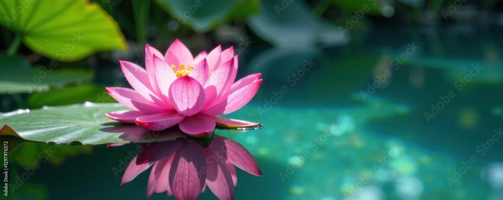 Lotus blooms in crystal clear pool , water, garden, flowers Lotus blooms in crystal clear pool , water, garden, flowers