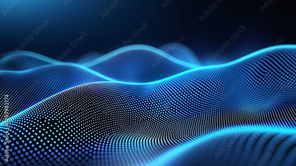 A captivating abstract representation of flowing waves in vibrant blue tones, showcasing the beauty of digital patterns and intricate designs against a dark background. A captivating abstract representation of flowing waves in vibrant blue tones, showcasing the beauty of digital patterns and intricate designs against a dark background.