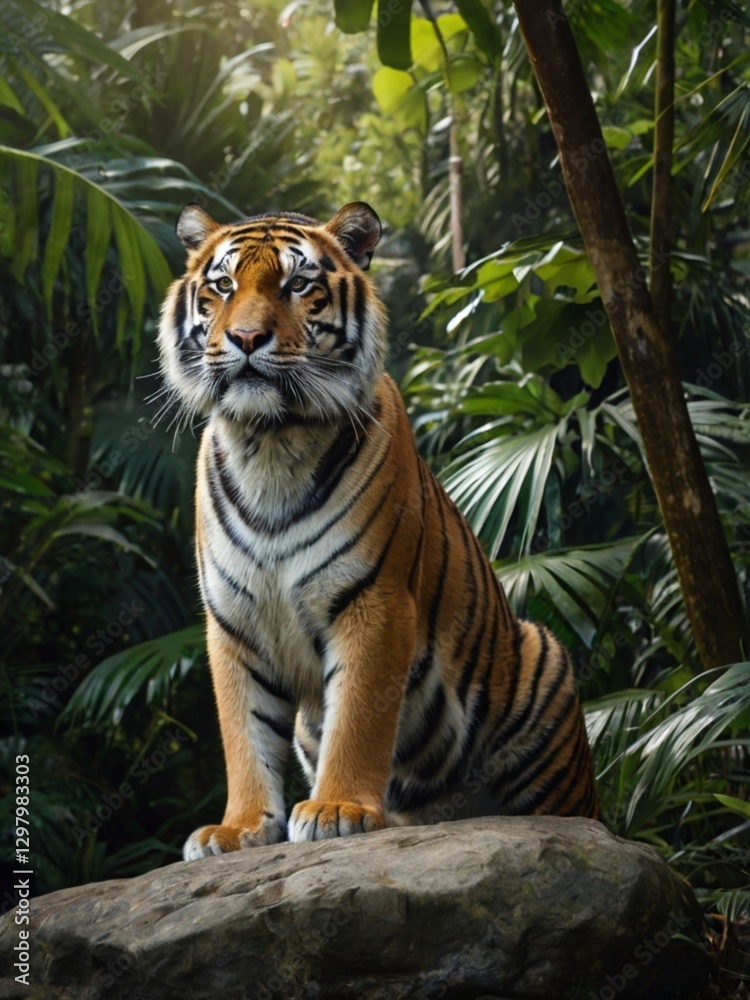 Obraz premium tiger, animal, cat, wildlife, feline, wild, zoo, nature, predator, mammal, stripes, bengal, carnivore, jungle, siberian, hunter, big, big cat, safari, bengal tiger, dangerous, fur, wildcat, stripe, be