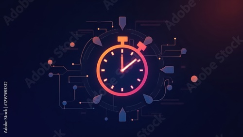 Time-Based One-Time Password. Clock is on dark background with many different icons