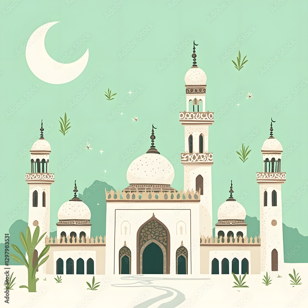 Obraz premium Ramadan kareem sticker clip Art logo icon white background