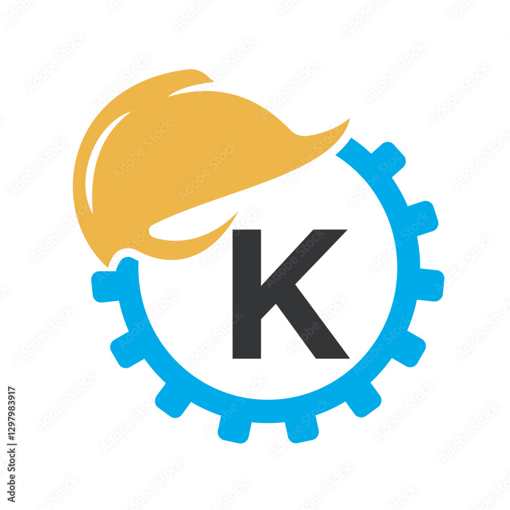 Gear Helmet Logo combine with letter K vector template Gear Helmet Logo combine with letter K vector template