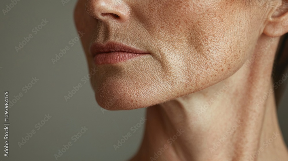Portrait of a Woman Emphasizing Flabbiness and Wrinkles in the Skin Under Natural Lighting Portrait of a Woman Emphasizing Flabbiness and Wrinkles in the Skin Under Natural Lighting