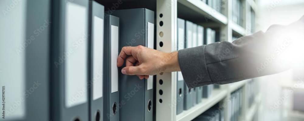 custom made wallpaper toronto digitalBusinessman hand searches file folders paperwork in archive room shelf for data report record. Workplace photo document organization, paperwork management, office clerk routine, administration,