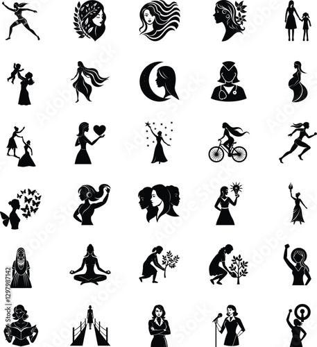 Empowering Women Icons Diverse Silhouettes, Strength, and Unity
