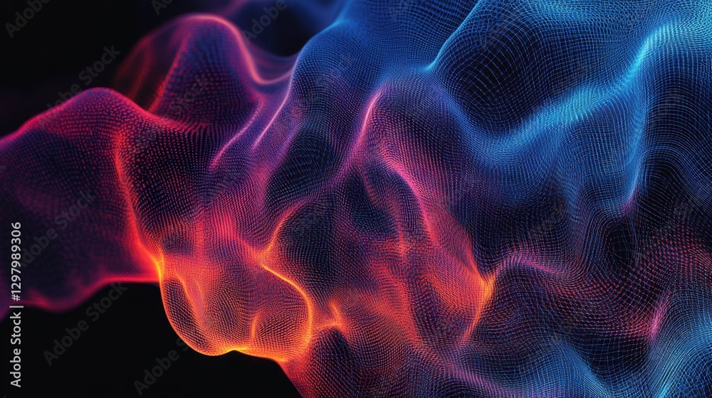 Fototapeta premium Digital graphic abstract background for technological processes, neural networks, digital data storage, particle flow, fundamentals of artificial intelligence Technology Network Background, banner