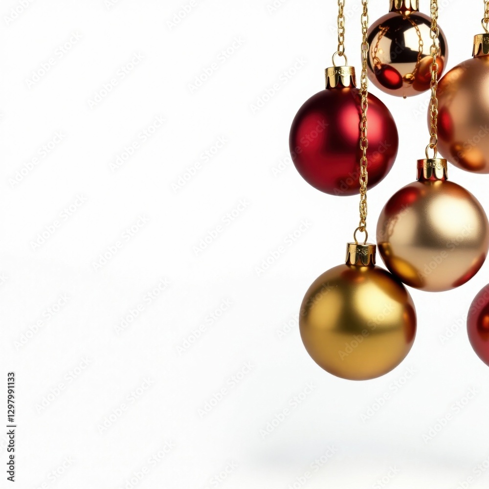 Ornaments suspended from gold chain isolated on white background, Ornaments, Decorations, Gold Ornaments suspended from gold chain isolated on white background, Ornaments, Decorations, Gold