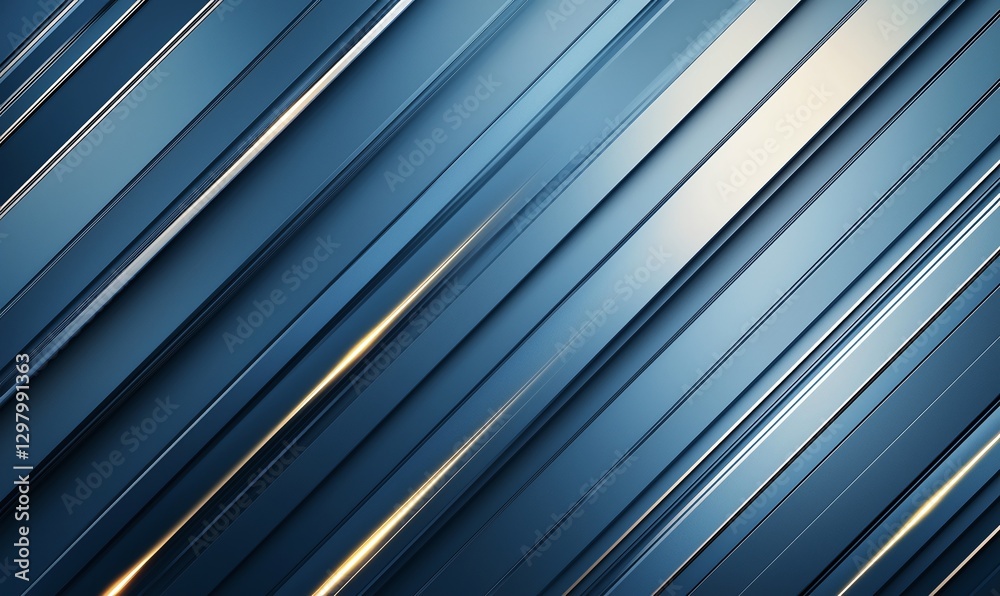 Obraz premium A modern abstract background featuring sleek blue stripes and subtle golden highlights. Ideal for technology, design, or digital art projects requiring a fresh and dynamic look.
