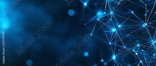 A stunning abstract representation of a digital network in shades of blue, showcasing interconnected nodes and lines, symbolizing advanced technology and communication systems.