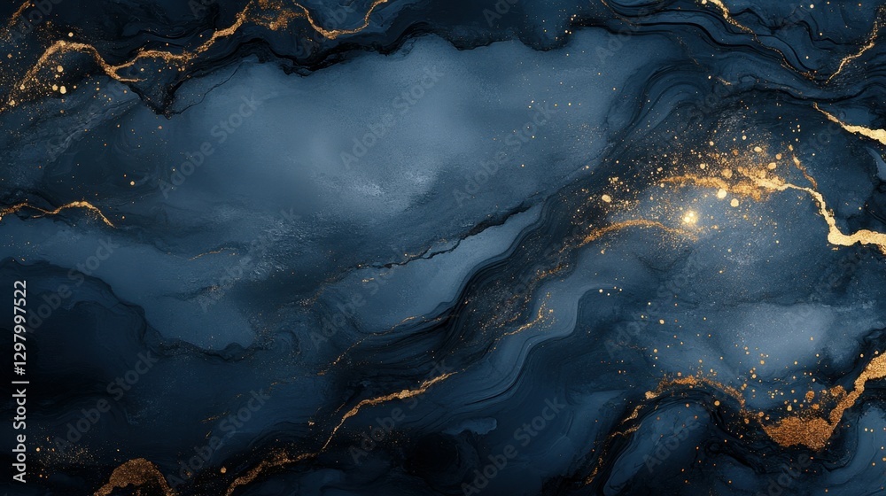 Blue marble and gold abstract background texture. Indigo ocean blue marbling with natural luxury style swirls of marble and gold powder. Blue marble and gold abstract background texture. Indigo ocean blue marbling with natural luxury style swirls of marble and gold powder.