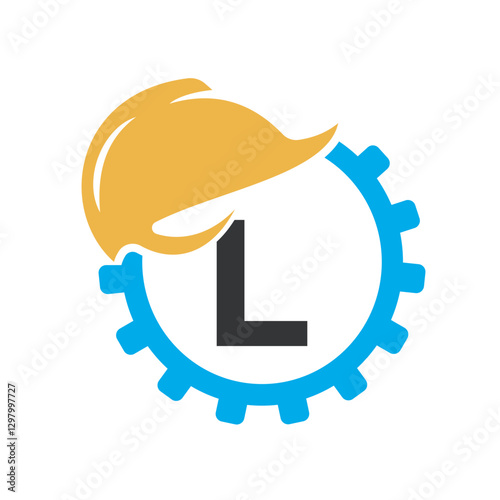Gear Helmet Logo combine with letter L vector template
