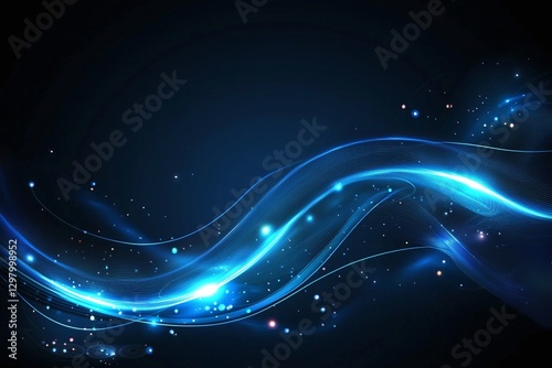 A vivid illustration of flowing blue light waves against a dark background, creating a captivating visual effect. Ideal for digital design, backgrounds, and creative projects.