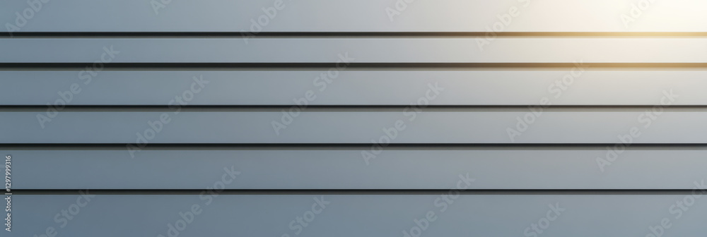 Modern architectural design featuring horizontal metal siding under soft sunlight glow Modern architectural design featuring horizontal metal siding under soft sunlight glow