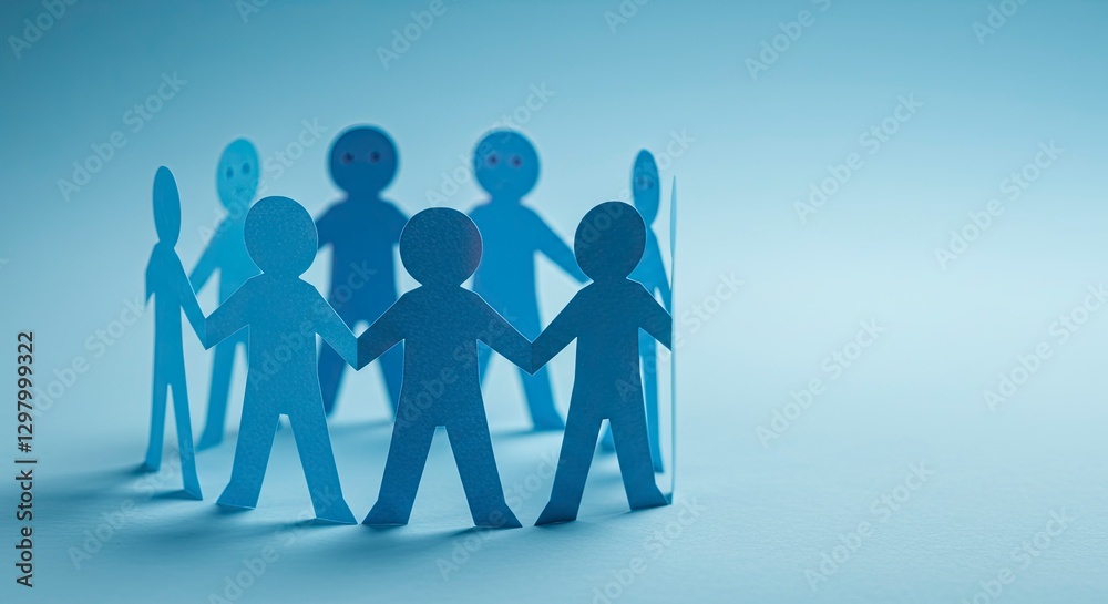 Paper People Holding Hands in Circle Demonstrating Teamwork and Unity Paper People Holding Hands in Circle Demonstrating Teamwork and Unity
