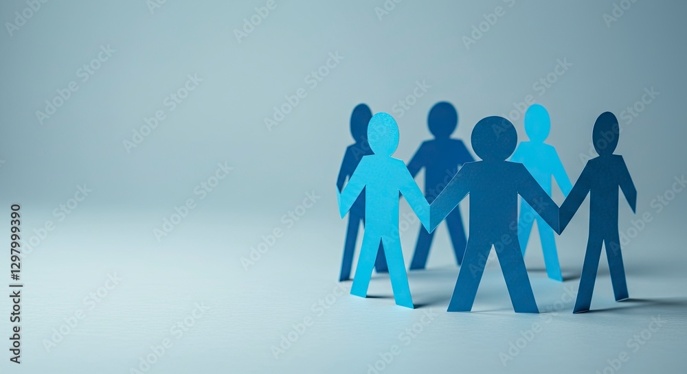 Paper People Holding Hands Forming Circle Representing Teamwork and Connection Paper People Holding Hands Forming Circle Representing Teamwork and Connection