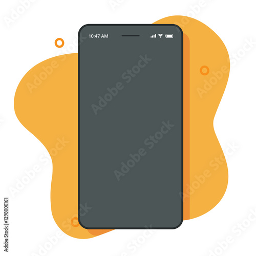 Cell phone mockup front screen frame with status bar template icon vector modern presentation graphic illustration, smartphone cellphone for ui interface blank display mock up, mobile app show

