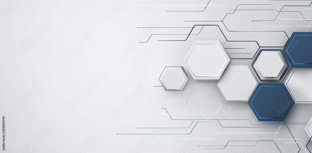 Fototapeta premium Abstract hexagonal shapes and lines in a modern design, showcasing innovation and creativity in technology. Perfect for concepts related to connectivity and digital advancement.