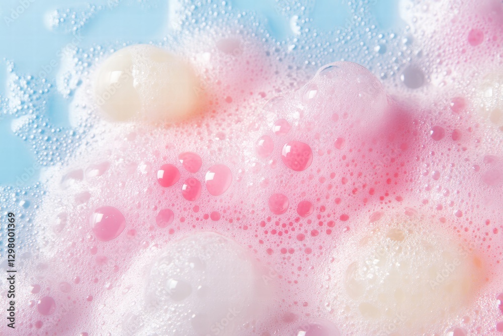 Obraz premium Colorful bubbles floating on a blue surface creating a vibrant and playful atmosphere with hints of pink hues. Generative AI