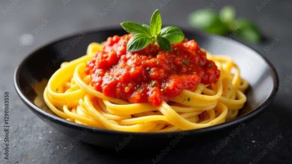 pasta with red sauce in a plate standing on the table pasta with red sauce in a plate standing on the table