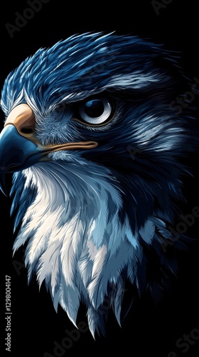 Majestic Blue Eagle Head Profile Powerful Bird Wildlife Nature Detailed Vector Illustration Graphic  photo