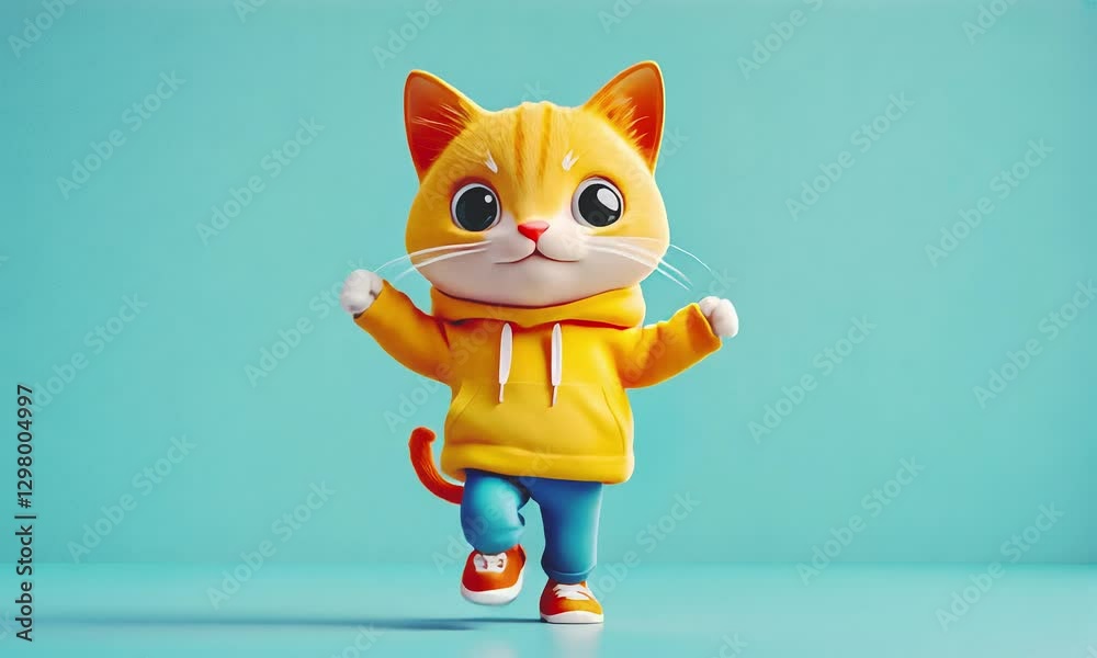 Cute 3d character kitty in fashion look.
