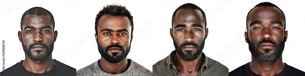 A collection of diverse portraits showcasing mature confident African ethnic men with bearded faces expressing a range of thoughtful resolute and introspective emotions A collection of diverse portraits showcasing mature confident African ethnic men with bearded faces expressing a range of thoughtful resolute and introspective emotions