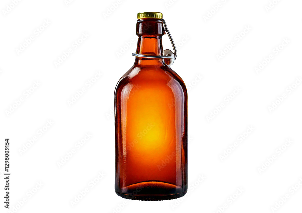 Handle equipped brown glass bottle. isolated on a transparent or white background. Handle equipped brown glass bottle. isolated on a transparent or white background.