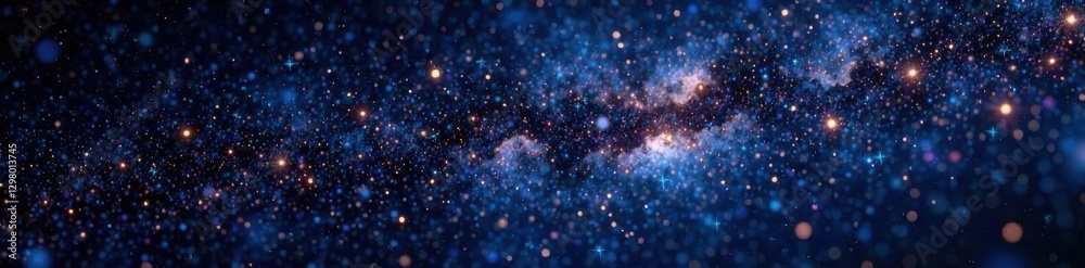 Fototapeta premium Sparkling starfield on a deep black background with constellations, cosmic, constellation, void