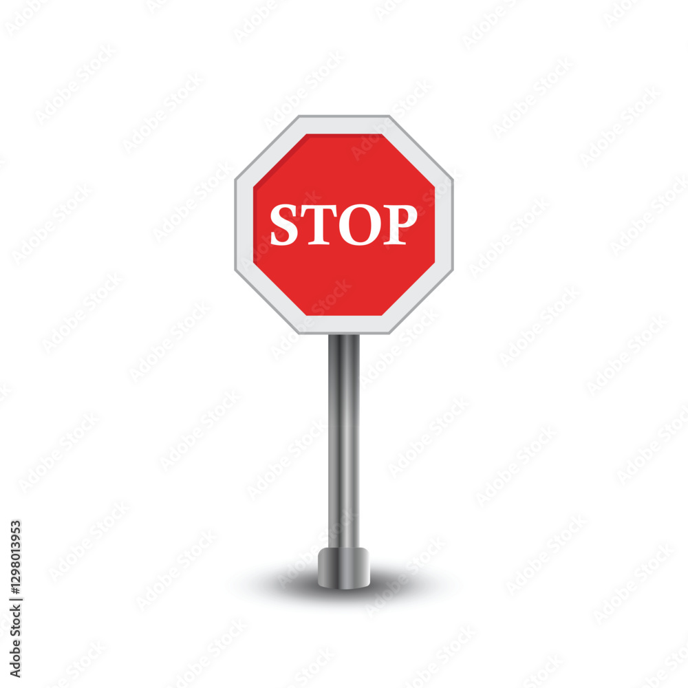Stop sign icon in flat style. Traffic control vector illustration on isolated background. Attention sign business concept. Stop sign icon in flat style. Traffic control vector illustration on isolated background. Attention sign business concept.