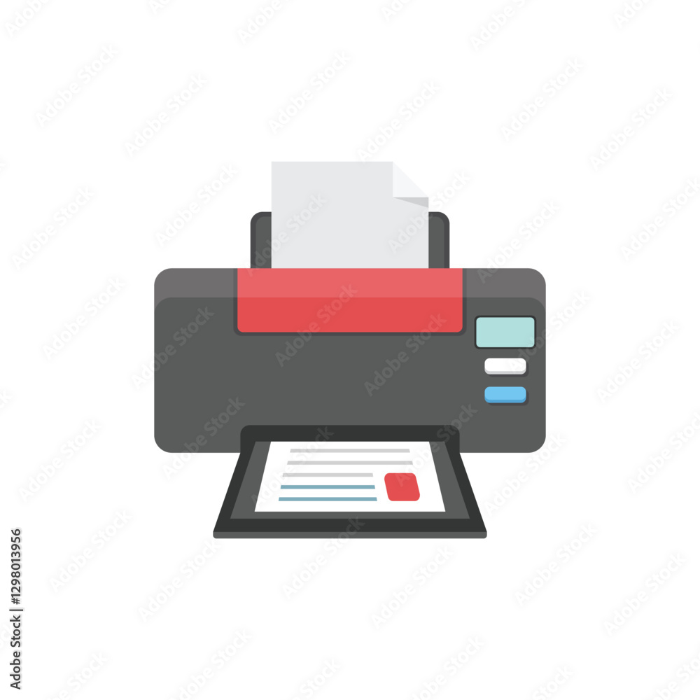 Printer icon in flat style. Office machine vector illustration on isolated background. Printout sign business concept. Printer icon in flat style. Office machine vector illustration on isolated background. Printout sign business concept.