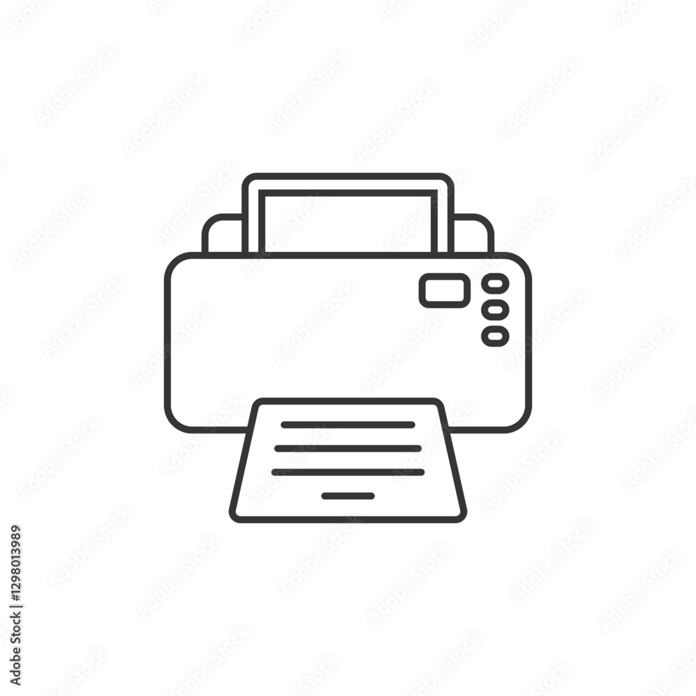 Printer icon in flat linear style. Office machine vector illustration on isolated background. Printout sign business concept. Printer icon in flat linear style. Office machine vector illustration on isolated background. Printout sign business concept.