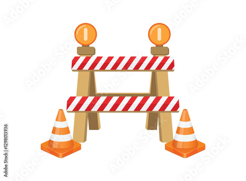 Stop traffic road barrier icon in flat style. Roadwork vector illustration on isolated background. Safety barricade sign business concept.