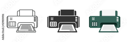 Printer icon set collection in flat style. Office machine vector illustration on isolated background. Printout sign business concept.