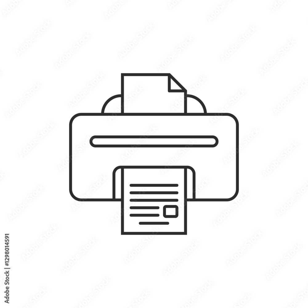 Printer icon in flat linear style. Office machine vector illustration on isolated background. Printout sign business concept. Printer icon in flat linear style. Office machine vector illustration on isolated background. Printout sign business concept.