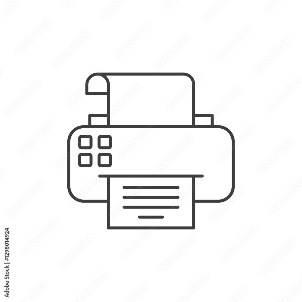 Printer icon in flat linear style. Office machine vector illustration on isolated background. Printout sign business concept. Printer icon in flat linear style. Office machine vector illustration on isolated background. Printout sign business concept.